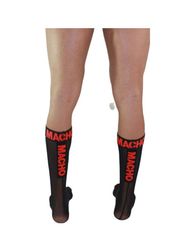 MACHO - THIN SOCKS ONE SIZE BLACK-RED