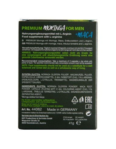 HOT - MORINGA MEN KAPSULĖS VYRAI 60 VIENETŲ