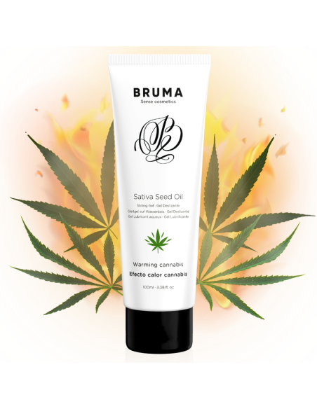 BRUMA - SATIVA SĖKLŲ ALIEJAUS SLIDINGAS GELIS ŠILDANTIS KANAPIŲ SKONIO 100 ML