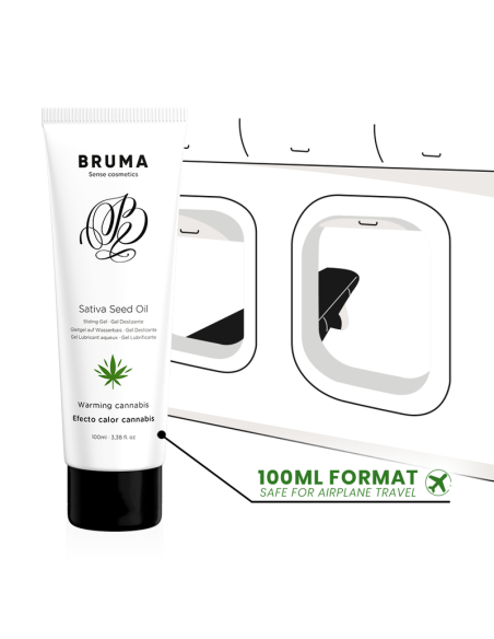 BRUMA - SATIVA SĖKLŲ ALIEJAUS SLIDINGAS GELIS ŠILDANTIS KANAPIŲ SKONIO 100 ML