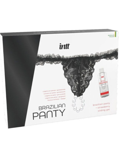 INTT RELEASES - BRAZILIJOS JUODOSIOS KELNAITĖS SU PERLIAIS IR LUBRIKANTO GELIU 50 ML