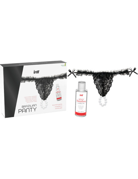 INTT RELEASES - BRAZILIJOS JUODOSIOS KELNAITĖS SU PERLIAIS IR LUBRIKANTO GELIU 50 ML