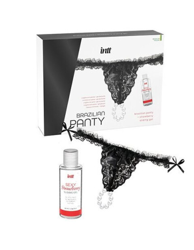 INTT RELEASES - BRAZILIJOS JUODOSIOS KELNAITĖS SU PERLIAIS IR LUBRIKANTO GELIU 50 ML