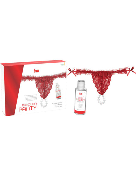 INTT RELEASES - BRAZILIAN RED PANTY WITH PEARLS AND LUBRICATING GEL 50 ML