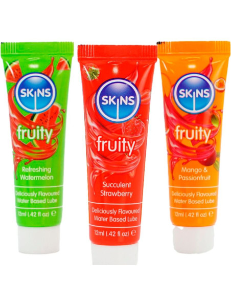 SKINS - VAISIŲ SKONIO TEPAI: ARBŪZŲ, BRAŠKIŲ IR MANGO TEPAI 3 x 12 ML
