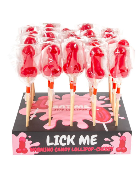 SECRETPLAY - CHERRY CANDY PENIS LOLLIPOP DISPLAY WITH SPICY HEAT EFFECT (40 UNITS)