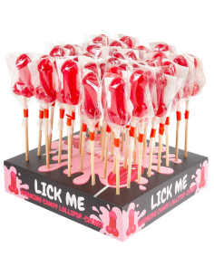 SECRETPLAY - CHERRY CANDY PENIS LOLLIPOP DISPLAY WITH SPICY HEAT EFFECT (40 UNITS) 2