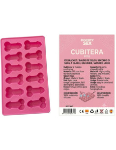 DIABLO PICANTE - 12 PENISES HARD SILICONE HANGING ICE BUCKET PINK