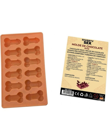 DIABLO PICANTE - CHOCOLATE MOLD WITH 12 SILICONE PENISES FOR HANGING VANILLA
