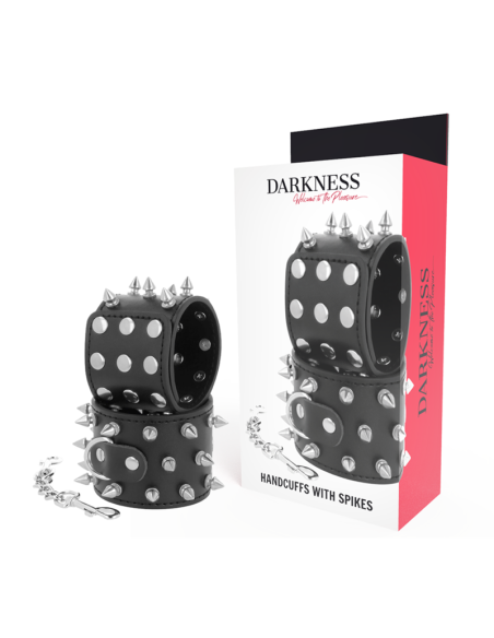 DARKNESS - SKULLS AND BONES BLACK SPIKED HANDCUFFS