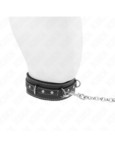 KINK - PVC LEATHER NECKLACE WITH BELT 105 CM RHINESTONE RIVET 41.5 X 4 CM