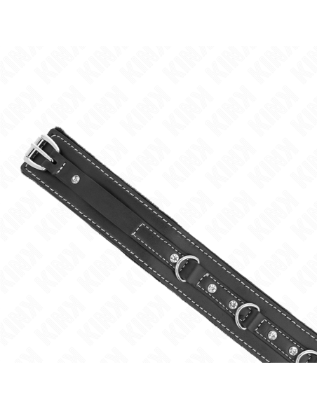KINK - PVC LEATHER NECKLACE WITH BELT 105 CM RHINESTONE RIVET 41.5 X 4 CM