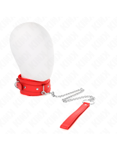 KINK - COLLAR WITH LEASH 65 CM WITH RESTRICTIONS RED 36-42 CM X 5.5 CM