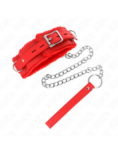 KINK - COLLAR WITH LEASH 65 CM WITH RESTRICTIONS RED 36-42 CM X 5.5 CM