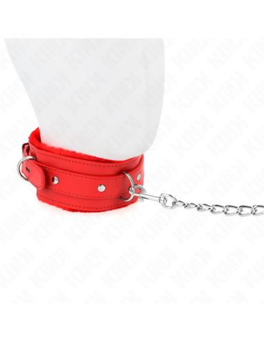 KINK - COLLAR WITH LEASH 65 CM WITH RESTRICTIONS RED 36-42 CM X 5.5 CM