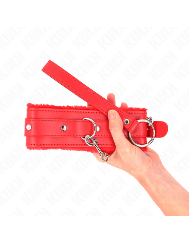 KINK - COLLAR WITH LEASH 65 CM WITH RESTRICTIONS RED 36-42 CM X 5.5 CM