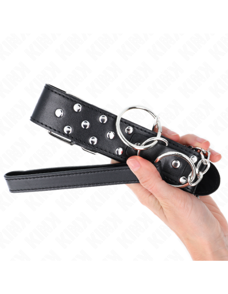 KINK - RING RIVET STRAP NECKLACE WITH BELT 65 CM BLACK ADJUSTABLE 36-50 CM X 3.8 CM