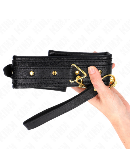 KINK - KAKLO PAPUOŠALAS SU KEMPINĖS DIRBTINĖS ODOS DIRŽELIU, MODELIS 1, REGULIUOJAMAS 37–54 CM X 3 CM