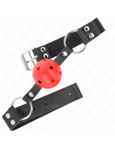 KINK - BREATHABLE BALL 4 CM GAG WITH DOUBLE RIVET RED 62.5 x 2.5 CM ADJUSTABLE 42-58 CM 2