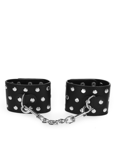 KINK - WRIST RESTRAINTS WITH SNAP FASTEN FULL OF RIVETS BLACK ADJUSTABLE 19-24 CM X 5.5 CM