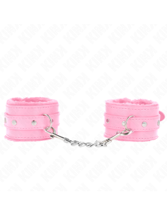 KINK - PREMIUM FUR LINED WRIST RESTRAINTS PINK WITH PINK BELT ADJUSTABLE 17-29 CM X 6 CM 2