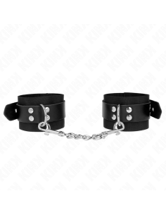 KINK - NYLON WRIST RESTRAINTS BLACK WITH LEATHER BELT BLACK ADJUSTABLE 19-29 CM X 5.1 CM 2