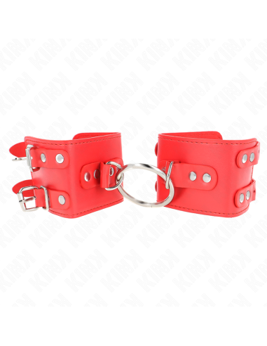 KINK - FIXED WRIST RESTRAINTS WITH RING AND STUDS ADJUSTABLE RED 17-22 CM X 6.5 CM