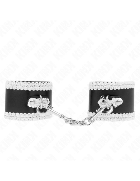 KINK - JUODOS RIŠO ĮRAŠOS SU BALTAIS DEKORATYVINIAIS NĖRINĖLIAIS, REGULIUOJAMOS 20-23 CM X 5,5 CM