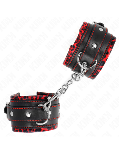 KINK - KAILIO PAMUŠALU RIŠO ĮTVARAI RAUDONI - JUODI REGULIUOJAMI 17-29 CM X 6 CM