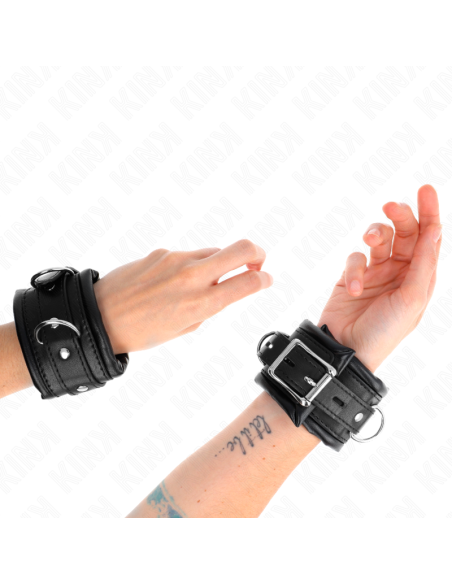 KINK - Tvirti riešo įtvarai su juodu kailio pamušalu, reguliuojami 20-30 CM x 6 CM