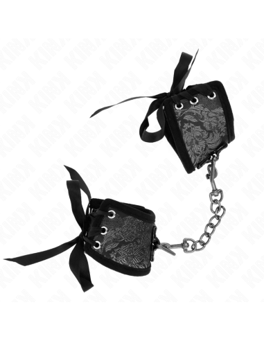 KINK - SCANDAL WRIST RESTRAINTS BLACK LACE DETAILS 24.5 CM X 6.5 CM