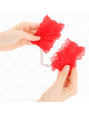 KINK - LACE ELASTIC WRIST RESTRAINTS RED