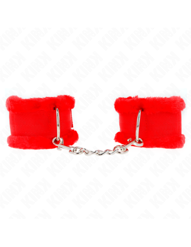 KINK - FURRY LINED WRIST RESTRAINTS RED ADJUSTABLE 17-31 CM X 7 CM
