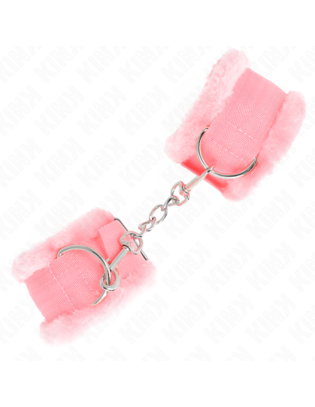 KINK - FURRY LINED WRIST RESTRAINTS PINK ADJUSTABLE 17-31 CM X 7 CM