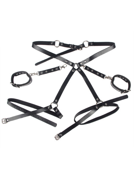 SUBBLIME - 953690 HANDCUFFS WITH BONDAGE BELT BLACK ONE SIZE