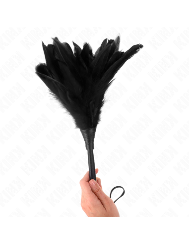 KINK - JUODŲJŲ TARNELIŠKŲ RAGŲ FORMOS KUTENANTIS VIŠTIENOS PLUNKSNOS 36 CM