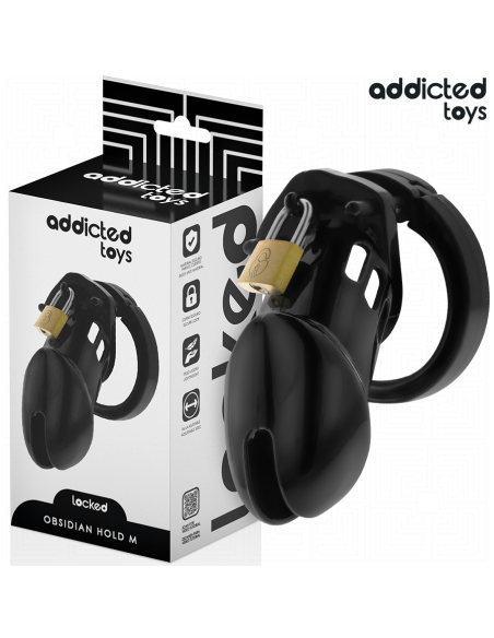 ADDICTED TOYS LOCKED - OBSIDIAN HOLD PENIS CAGE SIZE M