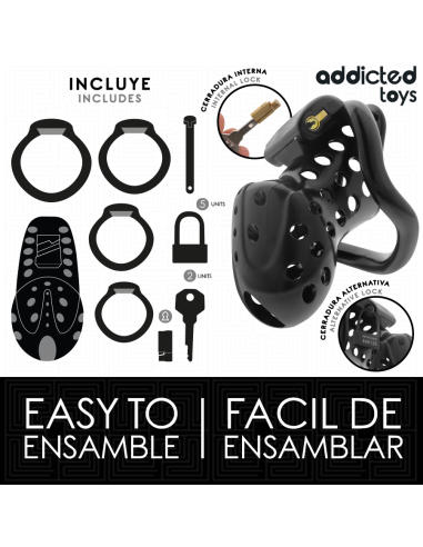 ADDICTED TOYS LOCKED - CHAINED HOLLOW PENIS CAGE 10.5 CM