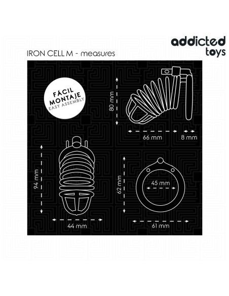 ADDICTED TOYS LOCKED - IRON CELL METAL PENIS CAGE SIZE M