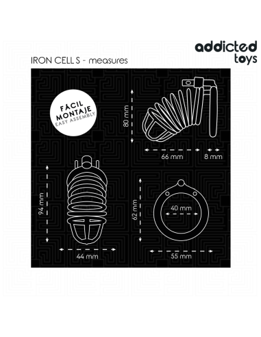 ADDICTED TOYS LOCKED - IRON CELL METAL PENIS CAGE 4 CM SIZE S