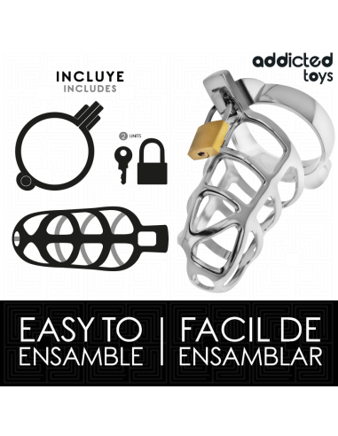 ADDICTED TOYS LOCKED - SILVER LOCK PENIS CAGE METAL SIZE M
