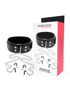 DARKNESS - COLLAR WITH NIPPLE CLAMPS BLACK