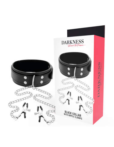 DARKNESS - COLLAR WITH NIPPLE CLAMPS BLACK