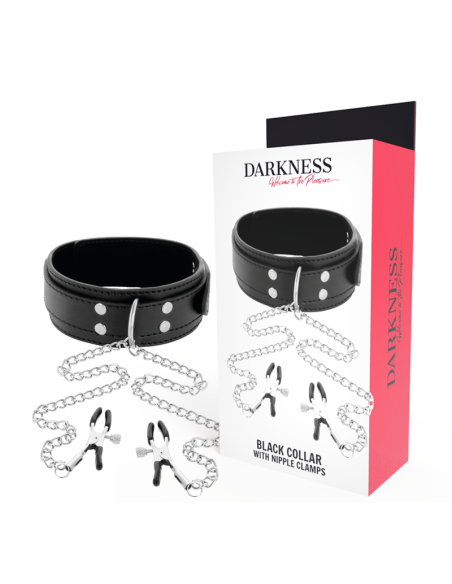 DARKNESS - antkaklis su spenelių spaustukais juodas