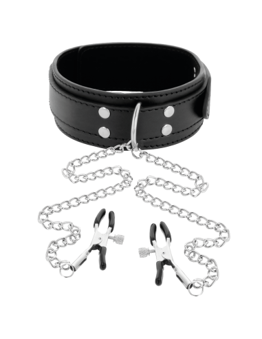 DARKNESS - COLLAR WITH NIPPLE CLAMPS BLACK