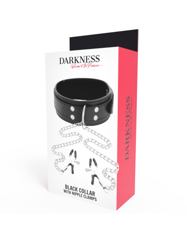 DARKNESS - COLLAR WITH NIPPLE CLAMPS BLACK