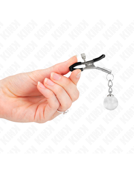 KINK - GLASS BEAD NIPPLE CLAMPS SILVER 6 CM