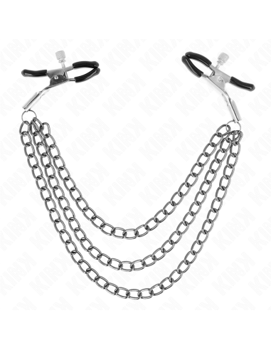KINK - SPENELIŲ SPAUSTUKAI SU 3 GRANDINĖMIS JUODI 20-23-28 CM