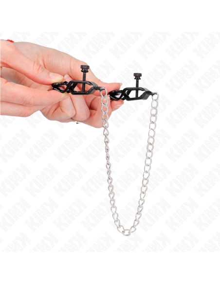 KINK - plokščios grandinėlės formos spenelių laikikliai, sidabriniai, 30 cm