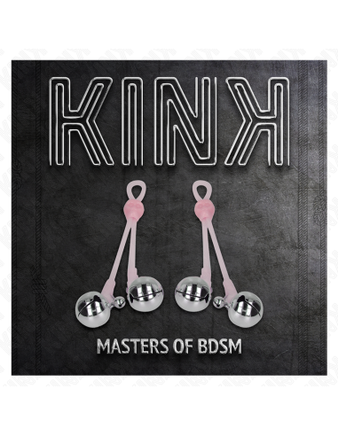 KINK - LUMINOUS SKULL NIPPLE CLAMPS WITH RING BELLS ADJUSTABLE PINK - SILVER